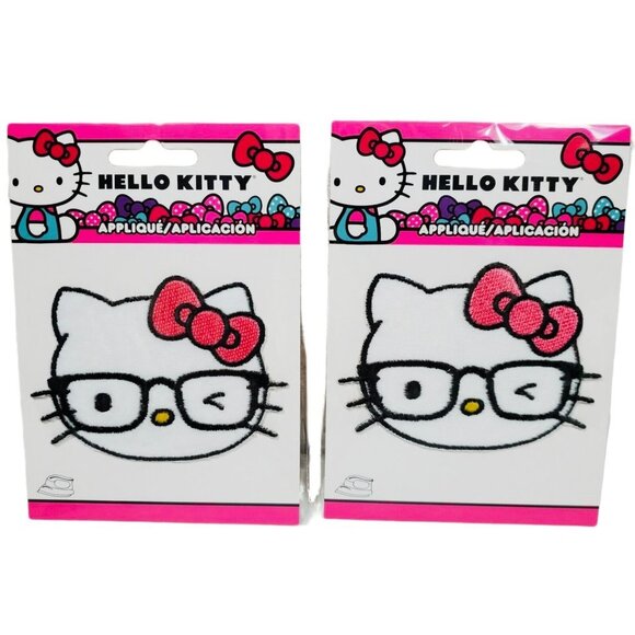 Hello Kitty Nerd Glasses Iron On Patch 2 Pack - Picture 1 of 10